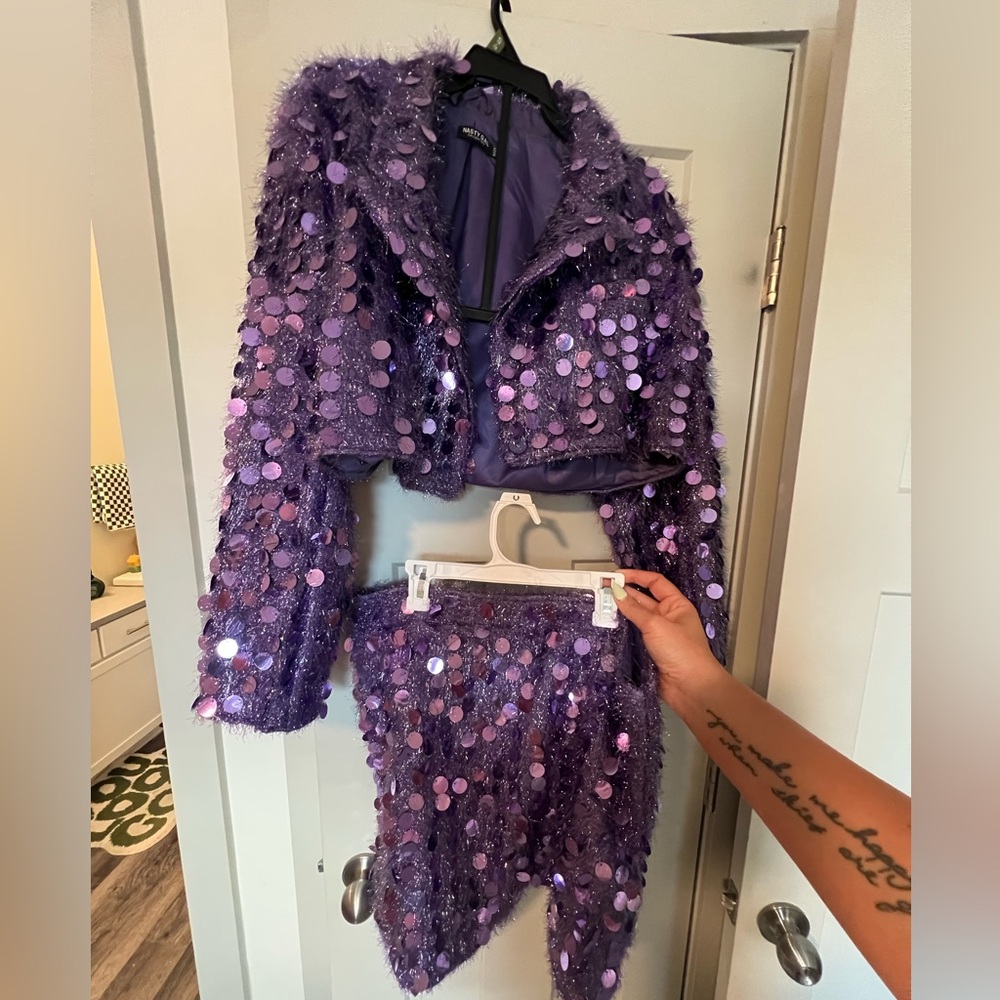 Nasty Sequin purple sequin set